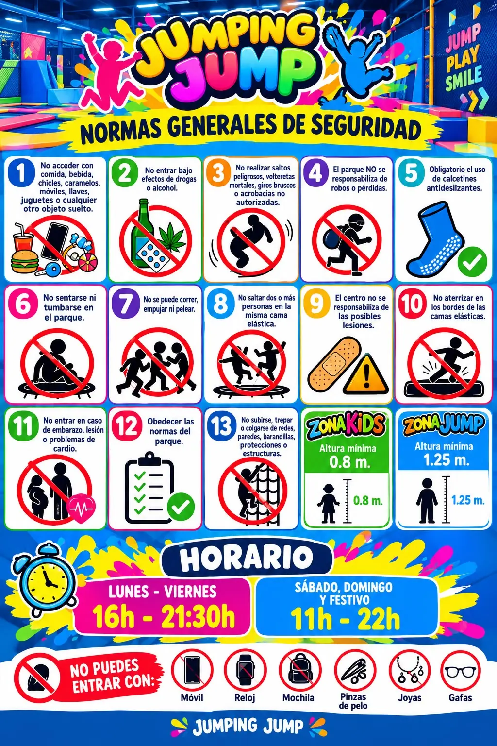 Cartel de normas generales de seguridad de Jumpingjump